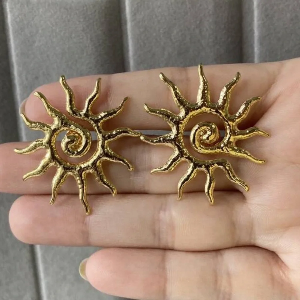 Anthropologie Gold Sunburst Earrings